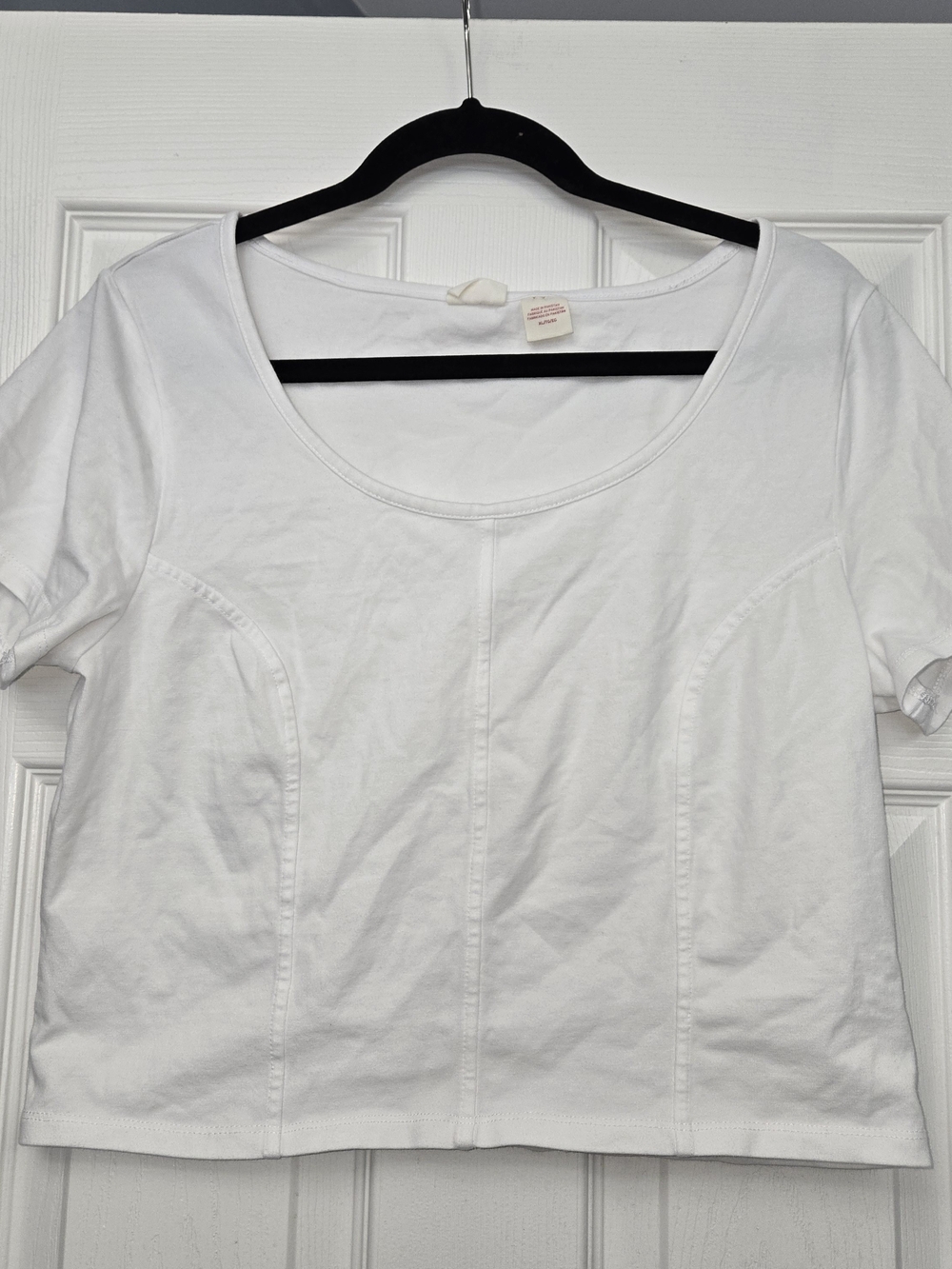 Levi’s Womens XL White Seamed Corset Crop Top Scoop Neck Short Sleeve Tee